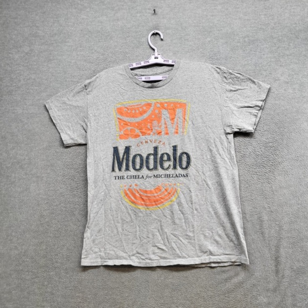 Modelo Men Shirt‎ Large Gray Logo Cerveza Short Sleeve Tee